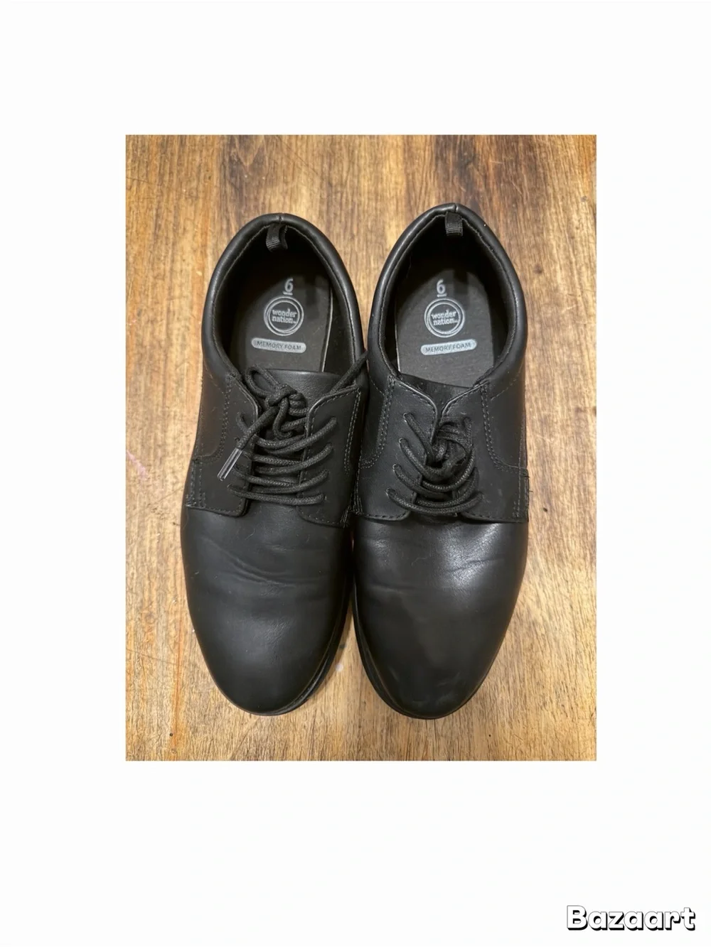 Wonder Nation Boys Black Dress Shoes Oxford Uniform Size 6 YOUTH